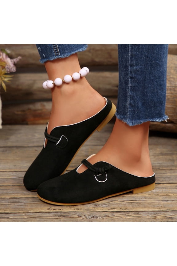Closed Toe Mules for Women, Knotted Slip On Backless Loafers, Casual Flat Sandals for Daily Wear, Office, Travel