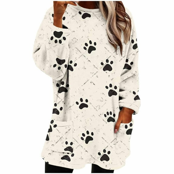 Haivin Color Block Sweatshirts for Women Crewneck Long Sleeve Oversized Tops Casual Fall Winter Keep warm T-Shirts with Pocket
