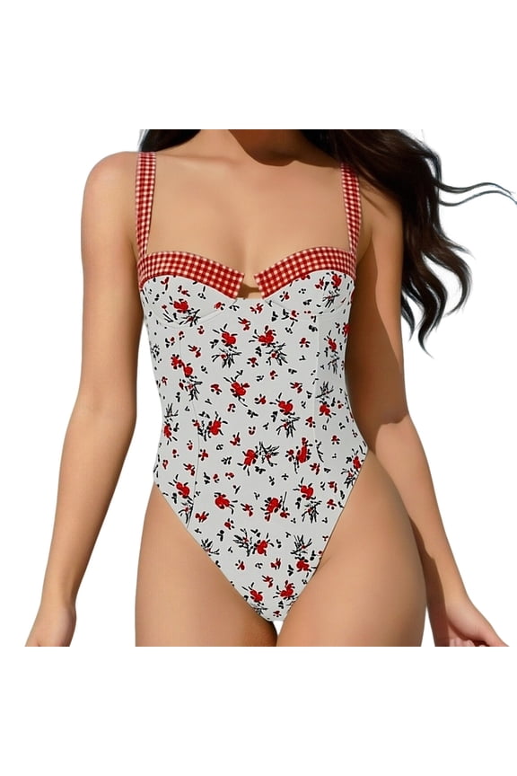 Elegant Wrap One-Piece Swimsuit,Tummy Control Bathing Suit, Classic Monokini for Women