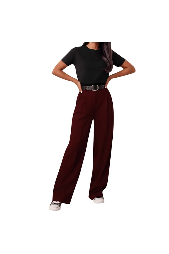 Ladies' Fashionable Casual Solid Color Pants With Pockets Suit Pants