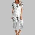 thumbnail image 1 of Haivin Pajama Set for Women, Fashion Print Casual with Round Neck Short Sleeve and Capri Pants, for Sleep and Lounge, 1 of 7