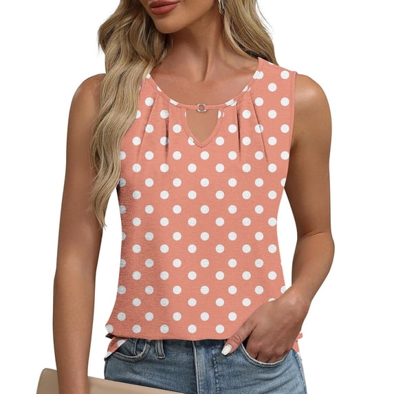Haivin Polka Dot Sleeveless Tank Top for Women,V-Neck Camisole with Breathable Fabric,Casual Summer Tops for Daily Wear and Outdoor Activities
