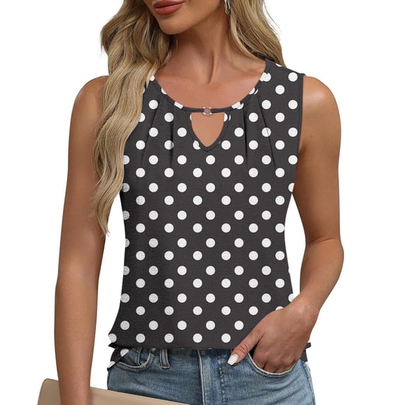 Haivin Polka Dot Sleeveless Tank Top for Women,V-Neck Camisole with Breathable Fabric,Casual Summer Tops for Daily Wear and Outdoor Activities