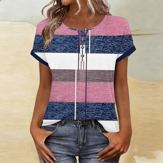 Haivin Short Sleeve Crew Neck T Shirt with Printed Graphic 2026 Soft Cotton Casual Top for wmen