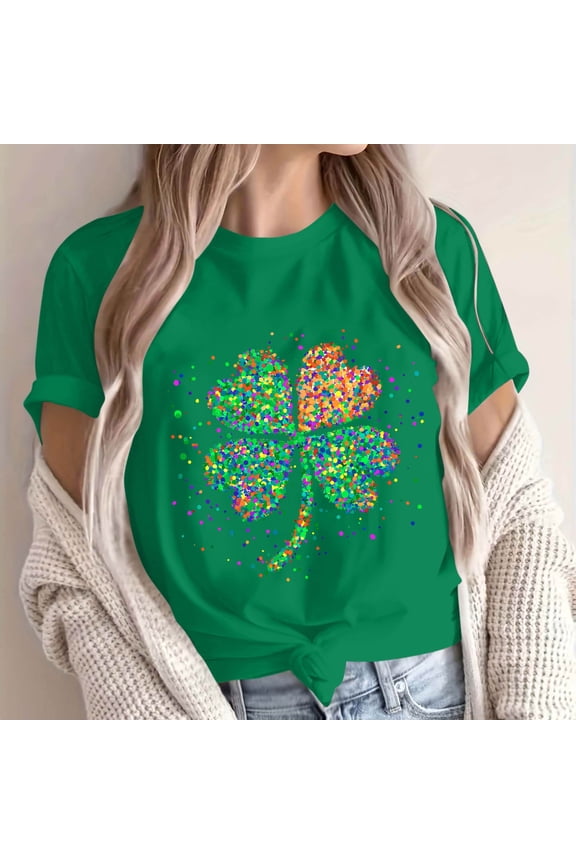 St Patricks Day Shirt Women Lucky Irish Shamrock Tshirt Green Saint Pattys Day Clover Graphic Tee Tops