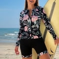 thumbnail image 1 of Haivin Tankini for Woman, Hawaiian Print Modest Two-Piece Swimsuit with Zipper, UPF Sun Protection Quick-Dry for Beach Sports and Swimming, 1 of 7
