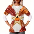 thumbnail image 1 of Haivin V-Neck Short Sleeve Top for Women, Thanksgiving Themed with Dual Pockets, Comfortable Nursing Uniform for Work and Holiday, 1 of 6