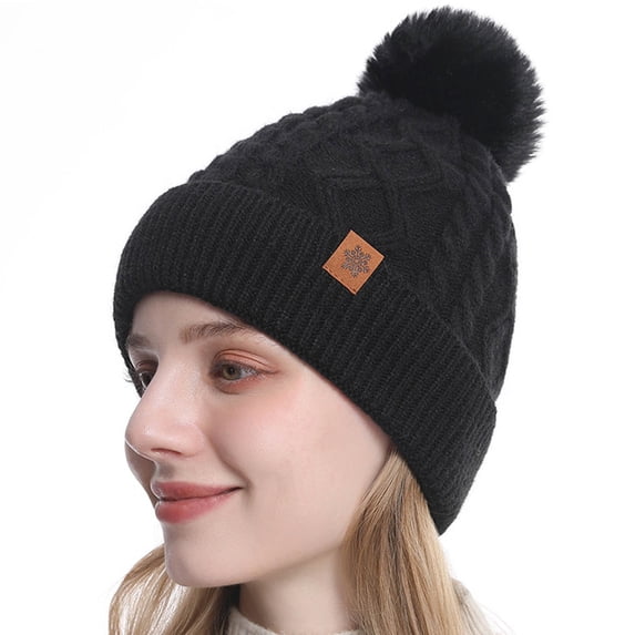 Haivin Warm Fleece Lined Knit Beanie Hat for Women Thick Double Layer Winter Cap Cozy Cold Weather