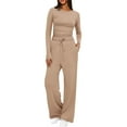 thumbnail image 1 of Haivin Women's 2 Piece Set Outfits Lounge Sets Ruched Short Sleeve Tops High Waisted Wide Leg Pants Tracksuit Sets, 1 of 9