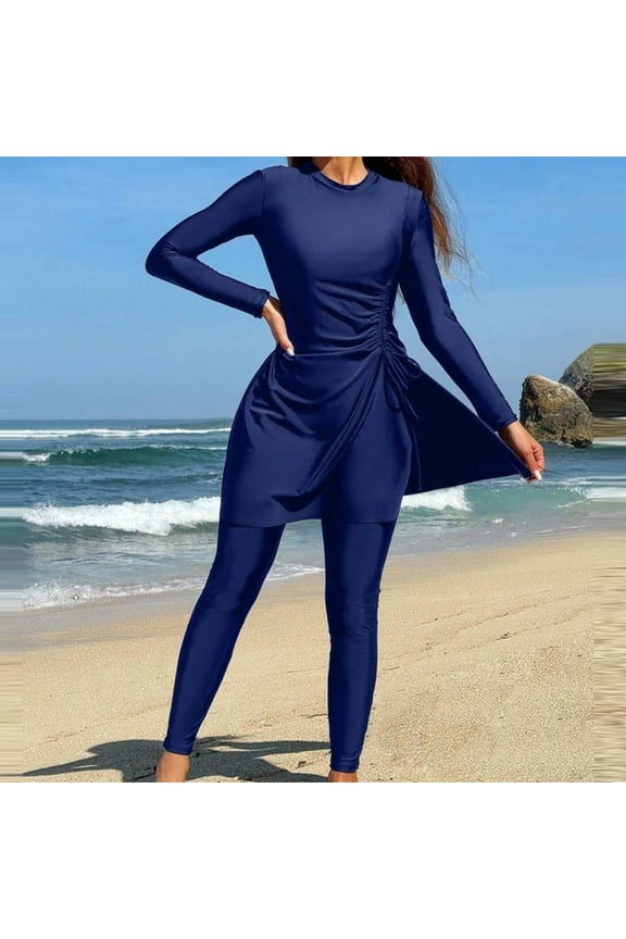 Women's Bikini Swimsuit, Sexy Solid Color Backless Two-Piece with Wave Design, Swimwear Set for Beach and Vacation