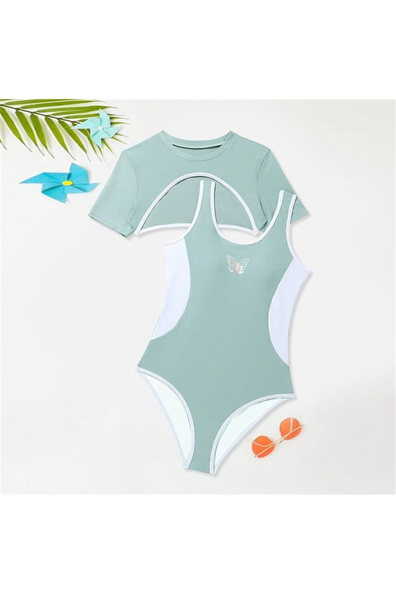 Women's Bikini Swimsuit, Sexy Solid Color Backless Two-Piece with Wave Design, Swimwear Set for Beach and Vacation