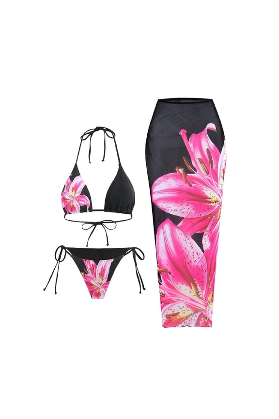 Women's Bikini Swimsuit, Sexy Solid Color Backless Two-Piece with Wave Design, Swimwear Set for Beach and Vacation