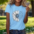 thumbnail image 1 of Haivin Women's Casual Loose-Fit T-Shirt with Daisy Print, Round Neck Short Sleeve Top for Daily Wear and Fashion, 1 of 5