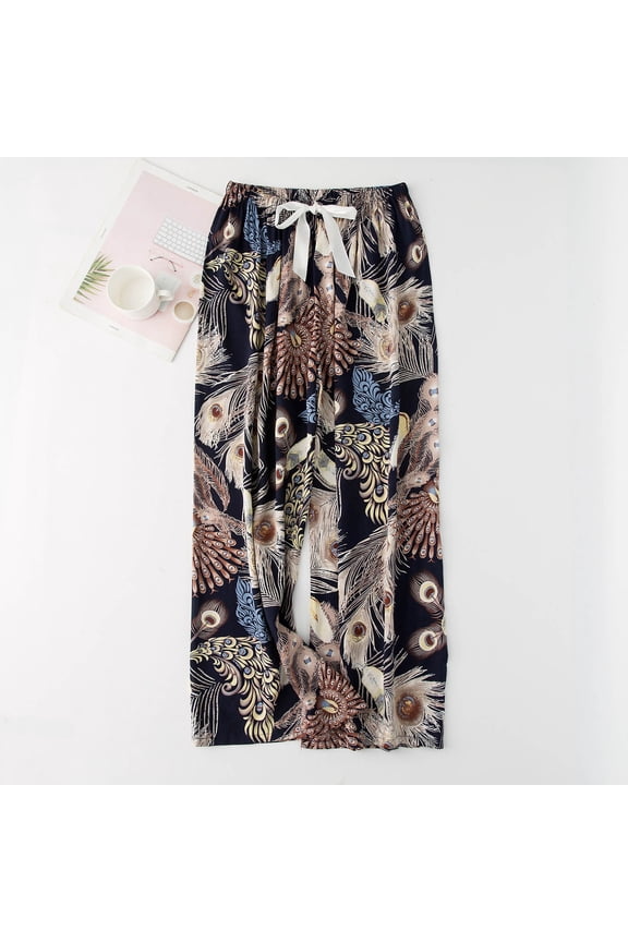 Women's Casual Printed Summer Thin Loose Knit Home Pants Long Pants