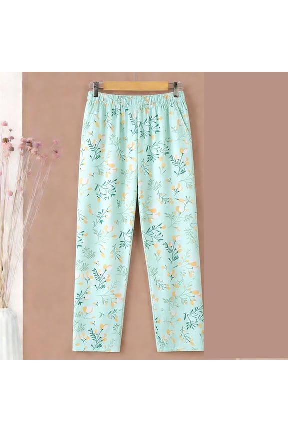 Women's Casual Printed Summer Thin Loose Knit Home Pants Long Pants