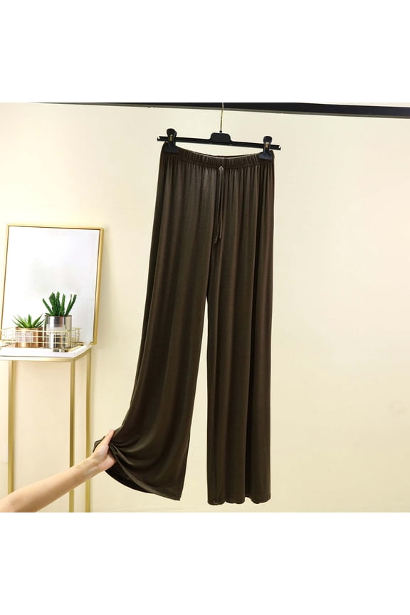 Women's Casual Wide Leg Pants, Solid Color with Elastic Waist and Drawstring, for Daily Wear and Travel