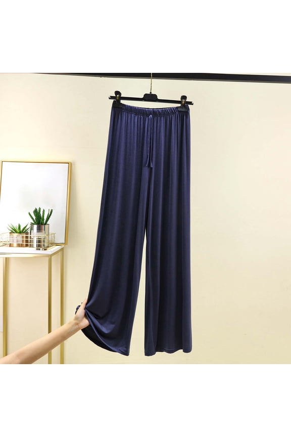 Women's Casual Wide Leg Pants, Solid Color with Elastic Waist and Drawstring, for Daily Wear and Travel