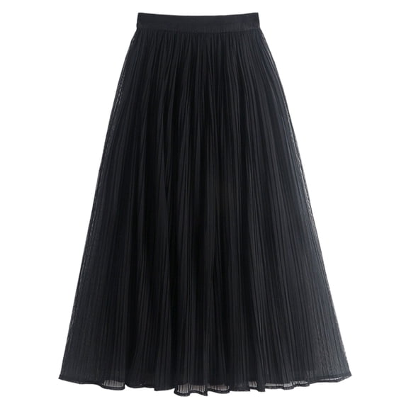 Haivin Women's Chiffon Pleated Skirts Elastic High Waist A-line Midi Skirts for Casual Party Holiday