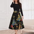 thumbnail image 1 of Haivin Women's Christmas Print Party Dress with Round Neck and Long Sleeves, Flared Skirt for Christmas Party and Holiday Occasions, 1 of 6
