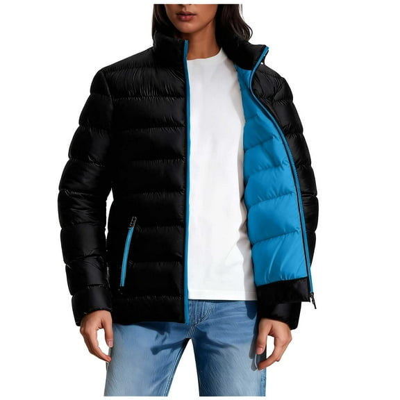 Haivin Women's Cotton-padded Jacket Lightweight Solid Color 2 Pockets Zip-up Stand-collar Winter Long Sleeved Casual Fashion Coat