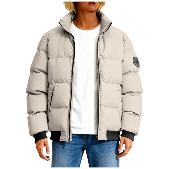 Haivin Women's Cotton-padded Jacket Lightweight Solid Color 2 Pockets Zip-up Stand-collar Winter Long Sleeved Casual Fashion Coat