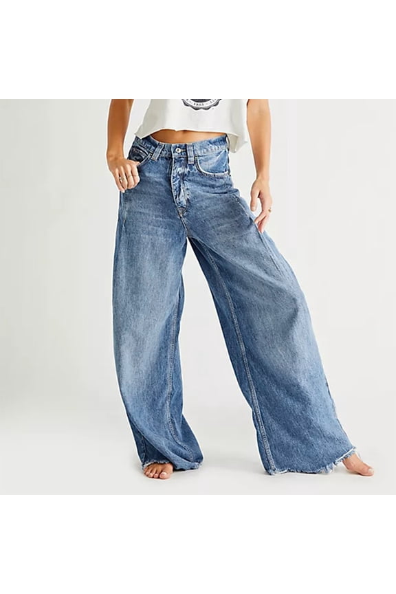 Women's Denim Jeans with Button Fly and Zipper Pockets, Comfort Fit for Daily Use