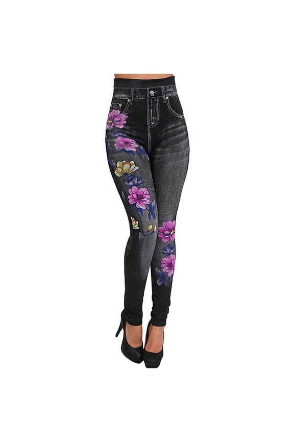 Women's Denim-like Yoga Leggings, High-Waisted Tight-Fitting with High Stretch, Wearable as Outerwear for Exercise and Daily Wear