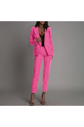 Women's Double-Breasted Blazer Suit Set, Tailored Fit Professional Design, Formal Office Attire for Business Meetings, Interviews, and Work Events