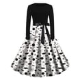 thumbnail image 1 of Haivin Women's Dress, Halloween Print with Round Neck and Long Sleeve, Flared Party Gown for Halloween Costume Parties, 1 of 3