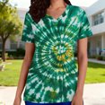 thumbnail image 1 of Haivin Women's Fashion Casual V-Neck St. Patrick's Print Short Sleeve Pocket Work Shirt Top, Lightweight with Button Front and Chest Pocket, Comfortable Breathable Blouse for Office and Daily Wear, 1 of 6
