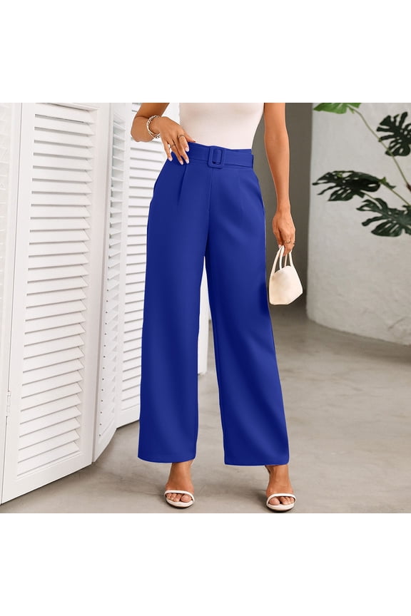 Women's High Waist Wide Leg Pants, Drapey Loose Straight Leg Fit, Casual and Versatile for Daily Wear