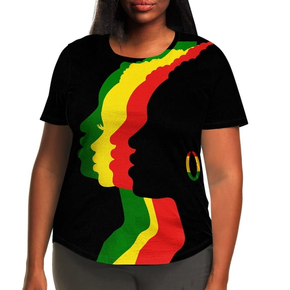 Haivin Women's Independence Day Graphic T-Shirt, Black Print with Short Sleeves, Soft Casual Top for Everyday Wear and Holiday Celebration