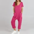 thumbnail image 1 of Haivin Women's Jumpsuit, Solid Color V-Neck Short Sleeve with Pockets, for Casual and Daily Wear, 1 of 8