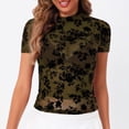 thumbnail image 1 of Haivin Women's Lace Round Neck Bodycon Top,Hollow Out Short Sleeve Shirt for Party and Dating, 1 of 7