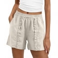 thumbnail image 1 of Haivin Women's Linen Cotton Shorts with Lace Trim and Pockets, Elastic Waist, Comfortable and Breathable for Casual and Daily Wear, 1 of 5