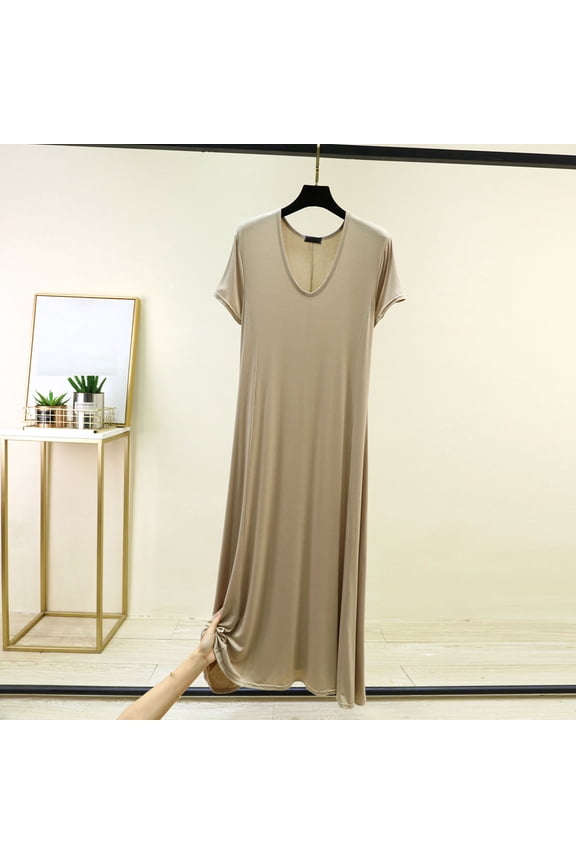 Women's Loungewear Nightgown, Loose-Fitting with Elastic Waist, Breathable Modal Sleepwear for Home and Relaxation