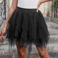 thumbnail image 1 of Haivin Women's Mini Skirts Mesh Flowy Ruffled Skirt Layered Low Rise Pleated Asymmetrical Short Skirts, 1 of 6