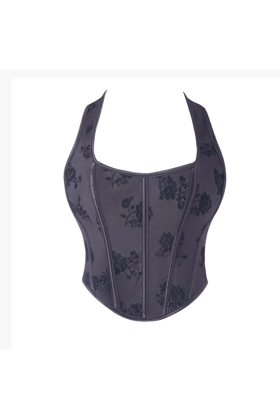 Women's Plus Size Halter Bodysuit, Strappy Back Support Bustier with Shaping and Lifting, Seamless Tummy Control Camisole for Party and Evening