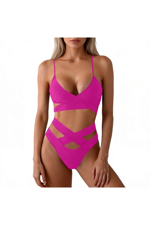 Women's Premium Lace Bikini Set, Sexy Two-Piece Openwork Swimsuit for Beach and Hot Spring