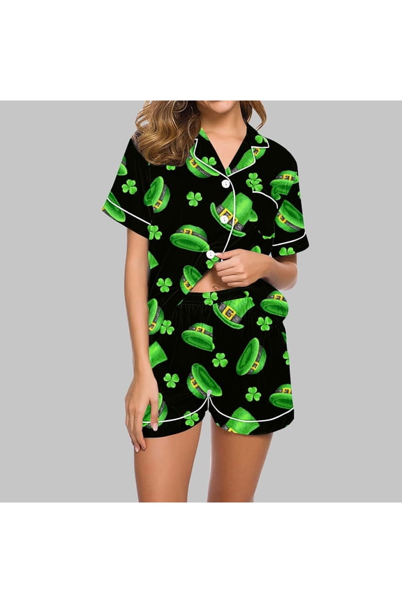 Women's Printed Short Sleeve Shirt and Shorts Set, Comfortable Casual Outfit with Collar for Daily Wear and Leisure