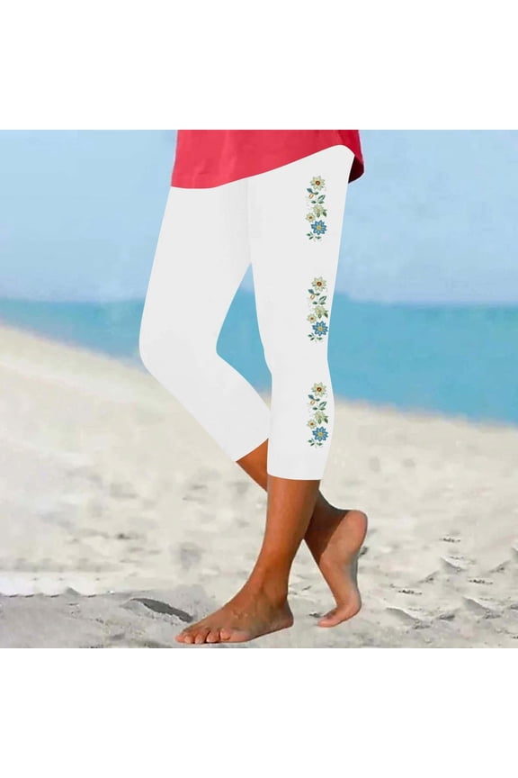 Women's Printed Yoga Capri Leggings, Casual Fitness Wear for Exercise and Daily Use