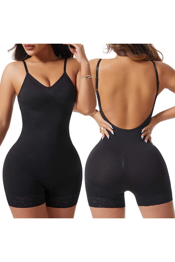 Women's Seamless Bodysuit,Solid Color Backless Shapewear, Slimming Full Body Shaper for Daily Wear and Special
