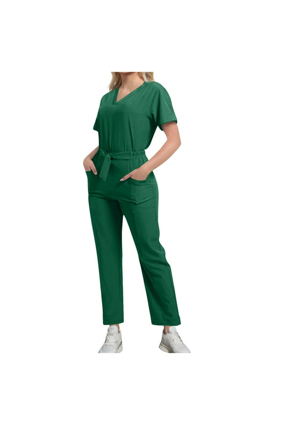 Women's Short Sleeve Scrub Suit, Stretchy and Lightweight Medical Uniform, Professional Surgical Scrubs for Hospital and Medical Work