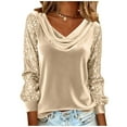 thumbnail image 1 of Haivin Women's Sparkly Polyester Tops Elegant Cowl Neck Long Sleeve Shirts Spring Fall Winter Dressy Casual Blouses, 1 of 5