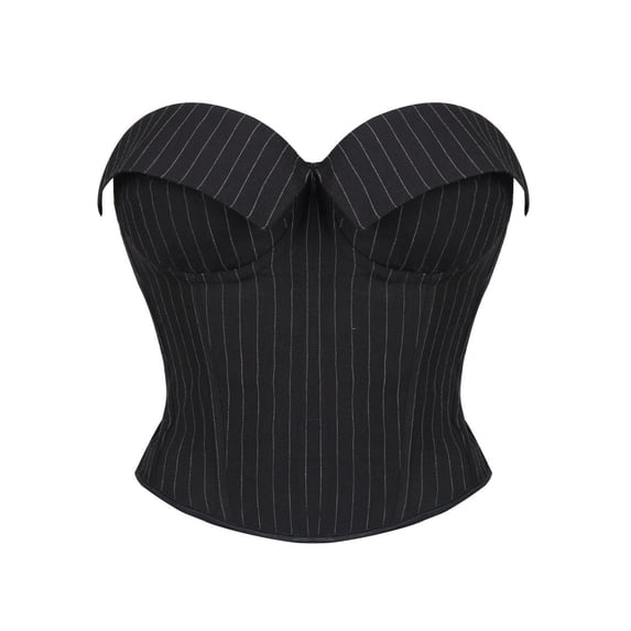 Haivin Women's Striped Boned Bustier, Underwire with Padding,Tight-Fitting Corset Top for Body Shaping, Good for Parties and Daily Wear