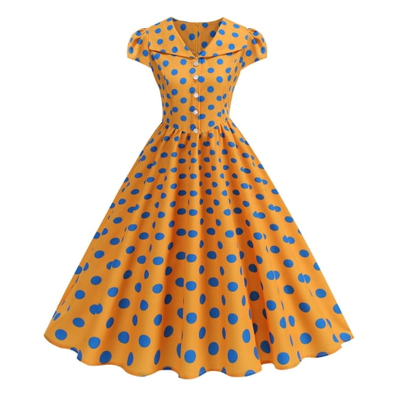 Haivin Women's Summer Polka Dot Print Dress,Resort-Style Spaghetti Strap Dress