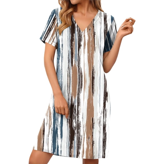 Haivin Women's Summer Resort-Style Floral Print Short-Sleeve V-Neck Dress