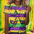thumbnail image 1 of Haivin Women's T-Shirt, Fashionable Loose Fit All-Over Carnival Print, Comfortable Short Sleeve Round Neck Top for Daily Wear, Party, Festival, 1 of 6