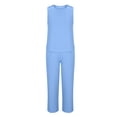 thumbnail image 1 of Haivin Women's Two-Piece Set with Sleeveless Top and Elastic Waist Pants, Solid Color Cotton Blend Loose Fit Outfit for Casual Daily Wear, 1 of 3