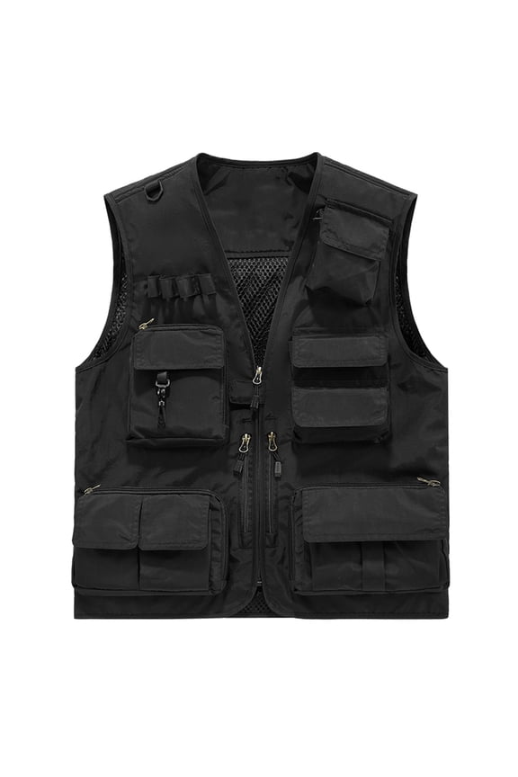 Women's Vest with Zipper Closure and Multiple Pockets, V-Neck Outdoor Photography Work Vest for All Seasons and Daily Use